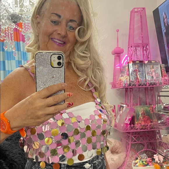 Source Unknown Tops - Pink and silver Sequin Top
